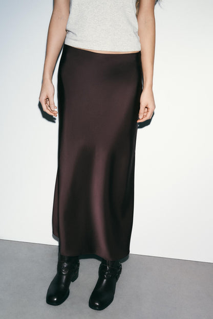 SATIN MIDI SKIRT