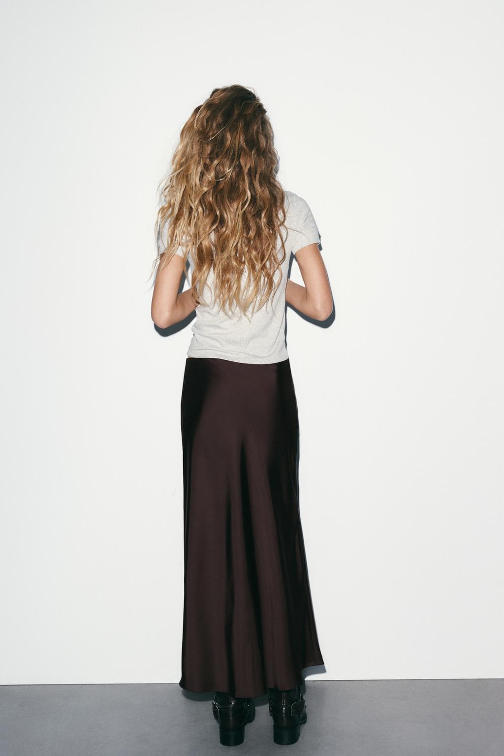 SATIN MIDI SKIRT