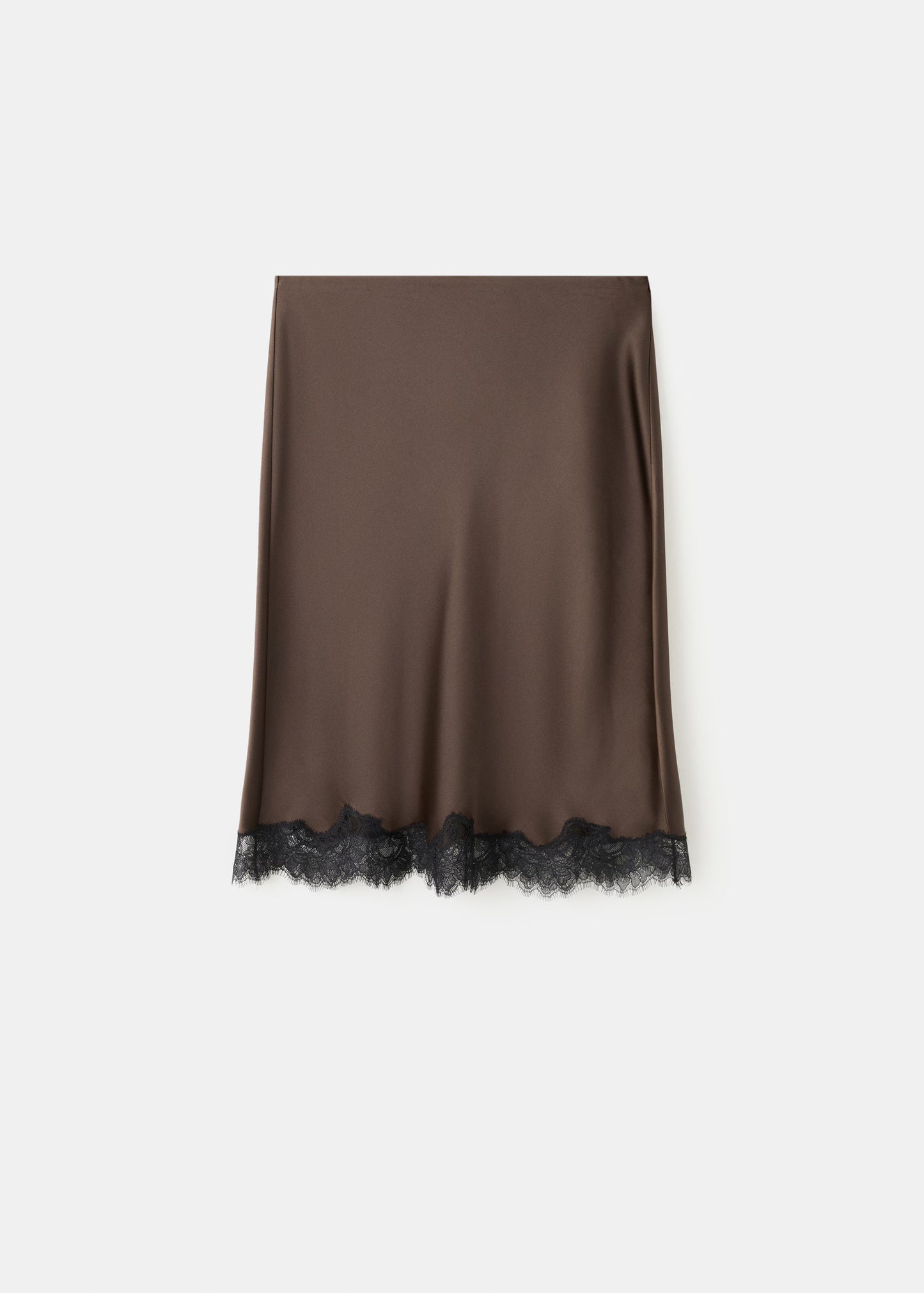 SATIN MIDI LACE SKIRT