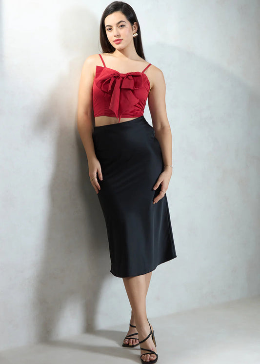 STRETCH BIG BOW CROP TOP