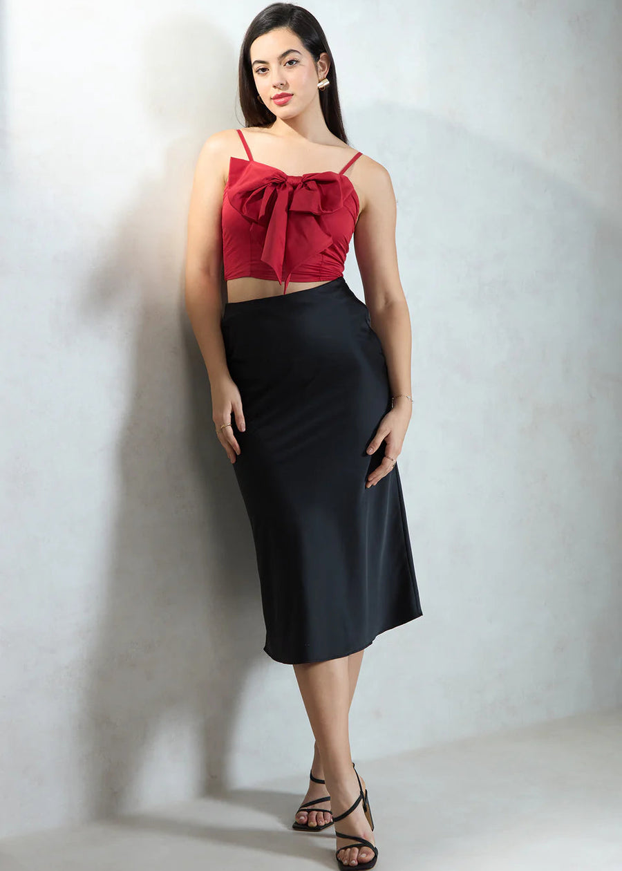 STRETCH BIG BOW CROP TOP