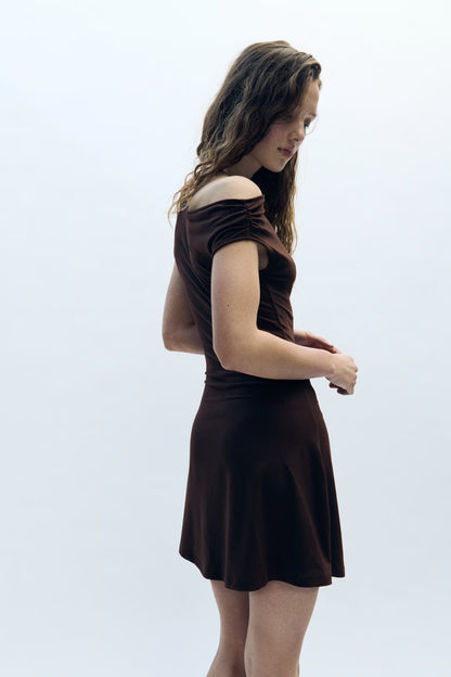 GATHERED ONE SHOULDER DRESS