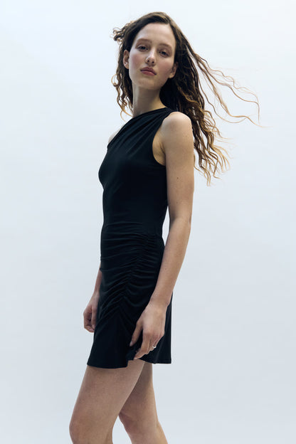 GATHERED ONE SHOULDER DRESS