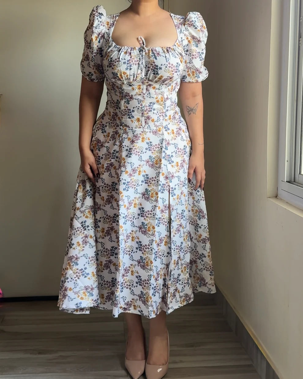 FLORAL PUFF SLEEVE DRESS