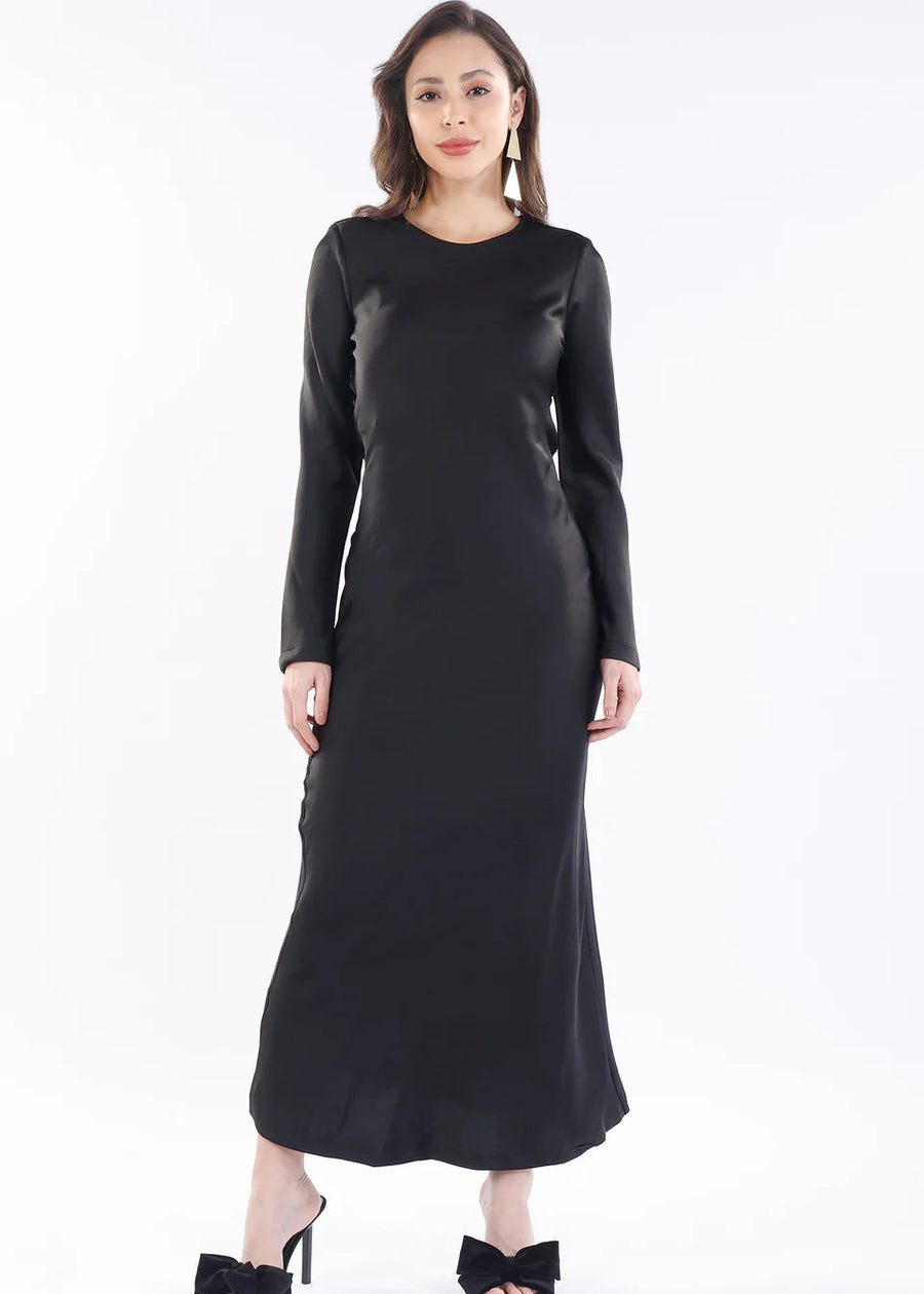 SATIN STYLISH BACK MAXI GOWN