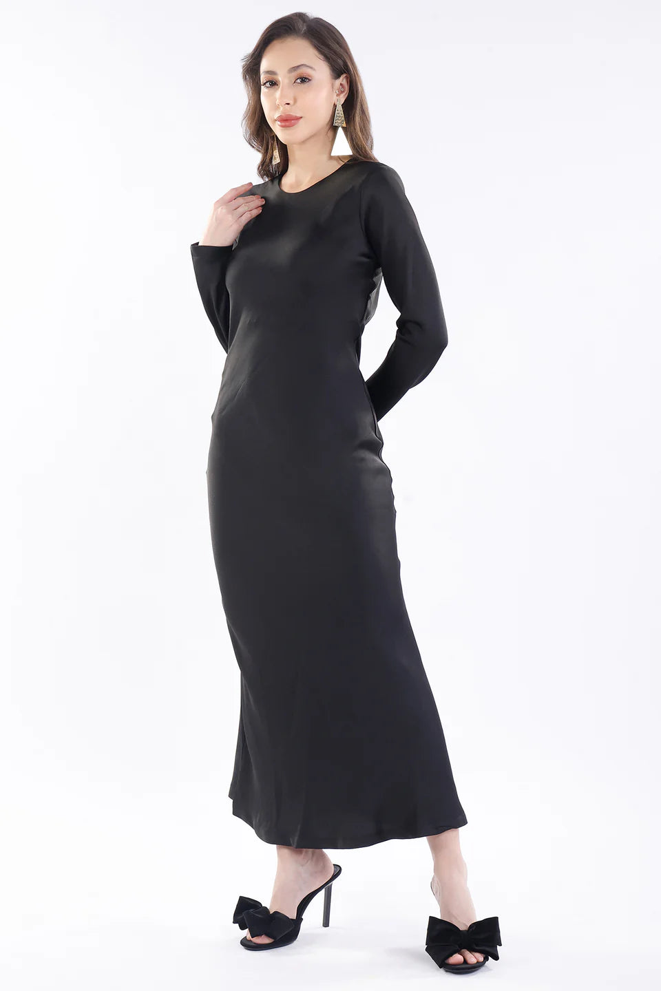SATIN STYLISH BACK MAXI GOWN