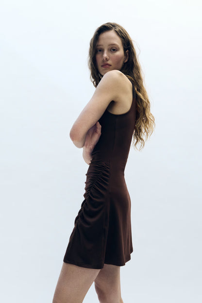 GATHERED ONE SHOULDER DRESS