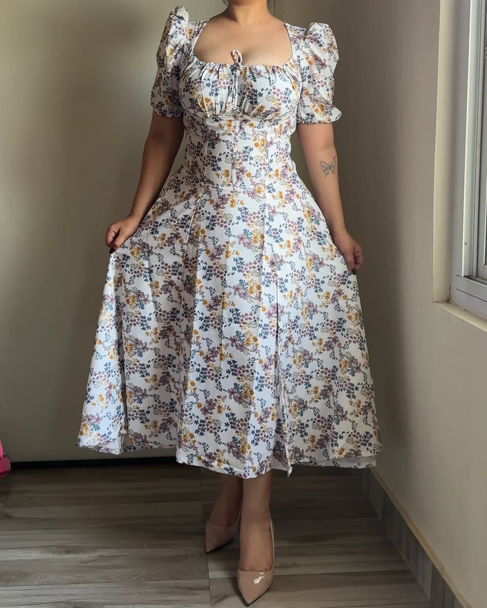 FLORAL PUFF SLEEVE DRESS