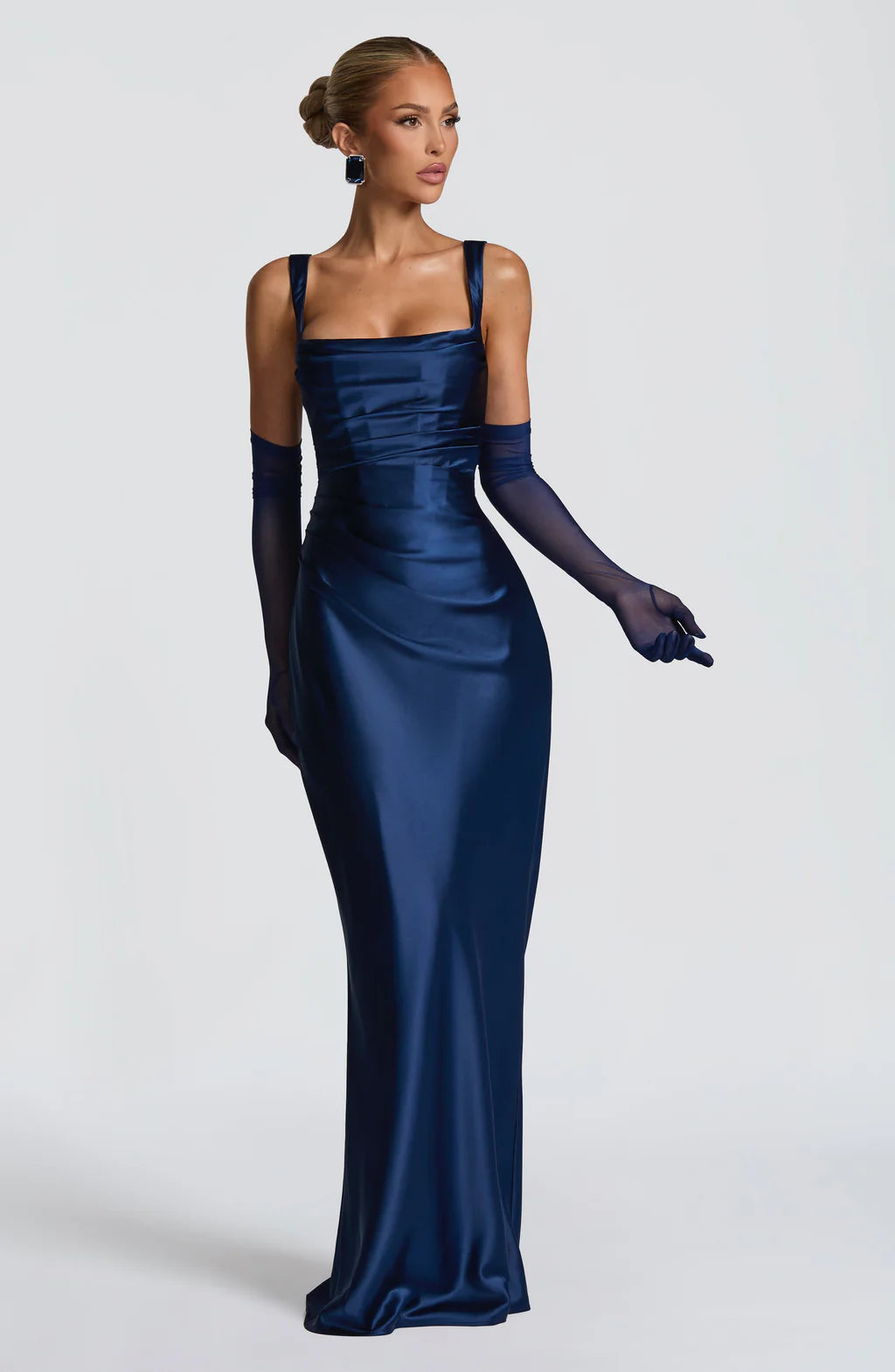 CALANTHE MAXI DRESS — NAVY VELOUR