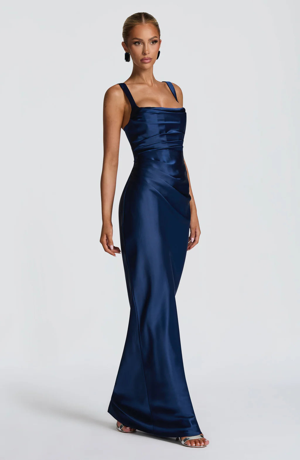 CALANTHE MAXI DRESS — NAVY VELOUR