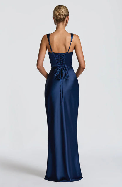 CALANTHE MAXI DRESS — NAVY VELOUR