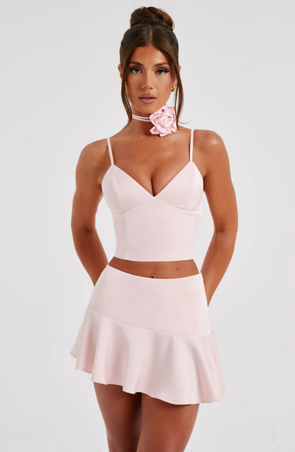 SATIN RUFFLE MINI SKIRT