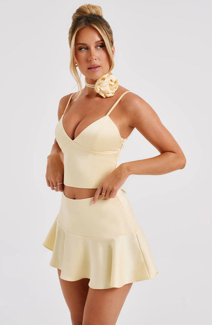 SATIN RUFFLE MINI SKIRT