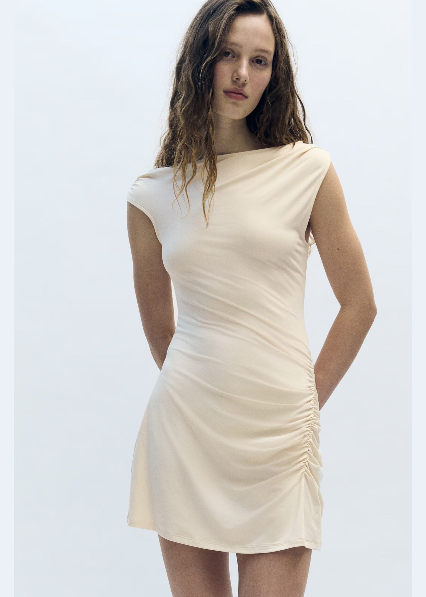 GATHERED ONE SHOULDER DRESS